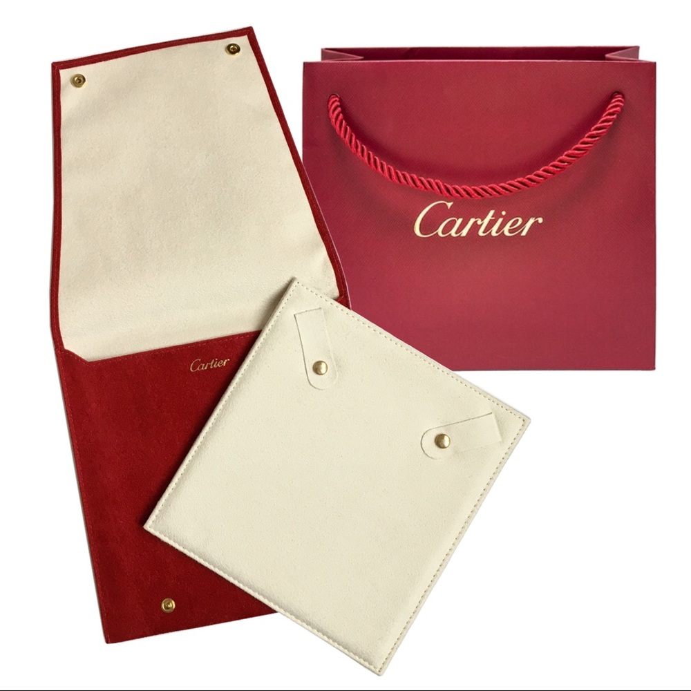 Cartier Red Suede Necklace Pouch w/ Insert + Bag